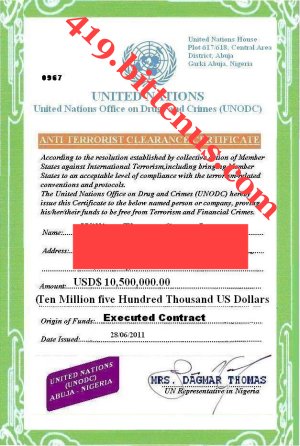 anti-terrorist certificate 